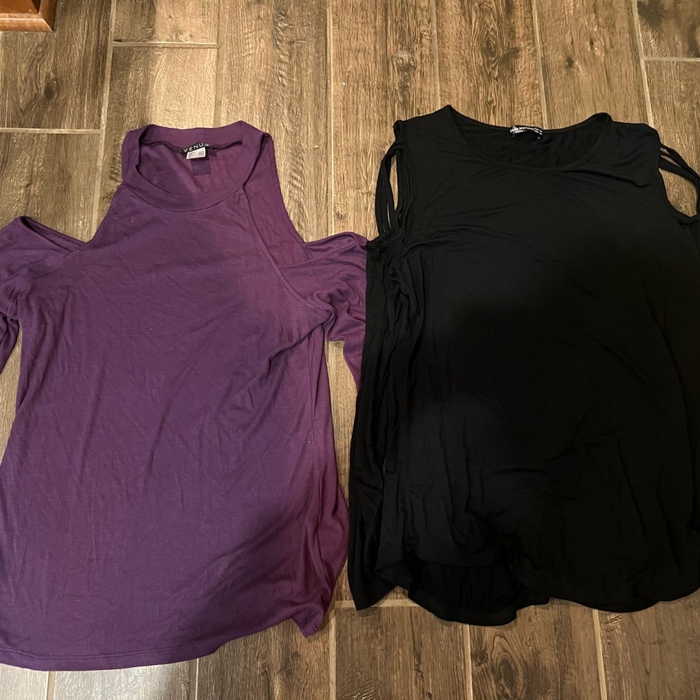 Unlisted Purple and Black Cold Shoulder Tops